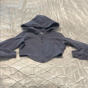 Hollister Navy Cropped Zip-Up Hoodie